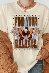 Find Your Balance Boho Vintage Graphic Tee - MeraKy Vibes