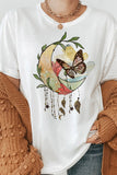 Boho Moon Flowers and Butterfly Graphic Tee - MeraKy Vibes
