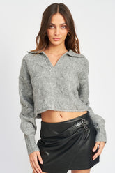 Collared Cableknit Boxy Sweater