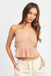 CROPPED SIDE CUT SPAGHETTI STRAP TOP - MeraKy Vibes