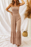 Floral Spaghetti Strap Smocked Wide Leg Jumpsuit - MeraKy Vibes