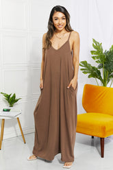 Zenana Full Size Beach Vibes Cami Maxi Dress in Mocha - MeraKy Vibes