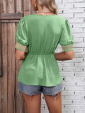 Contrast V-Neck Babydoll Top - MeraKy Vibes