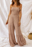 Floral Spaghetti Strap Smocked Wide Leg Jumpsuit - MeraKy Vibes