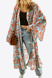 Printed Open Front Duster Cardigan - MeraKy Vibes
