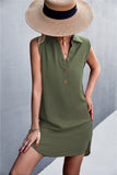 Buttoned Johnny Collar Sleeveless Dress - MeraKy Vibes