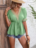 Contrast V-Neck Babydoll Top - MeraKy Vibes