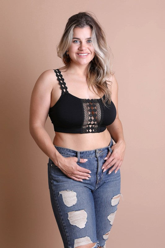 Boho Eye Lace Applique Bralette Plus Size - MeraKy Vibes