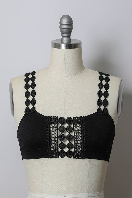 Boho Eye Lace Applique Bralette - MeraKy Vibes