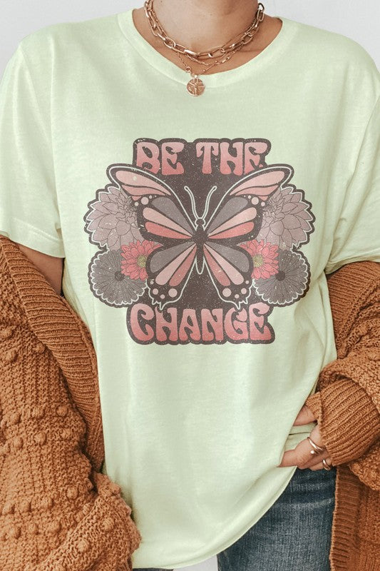 Be The Change Boho Vintage Graphic Tee - MeraKy Vibes