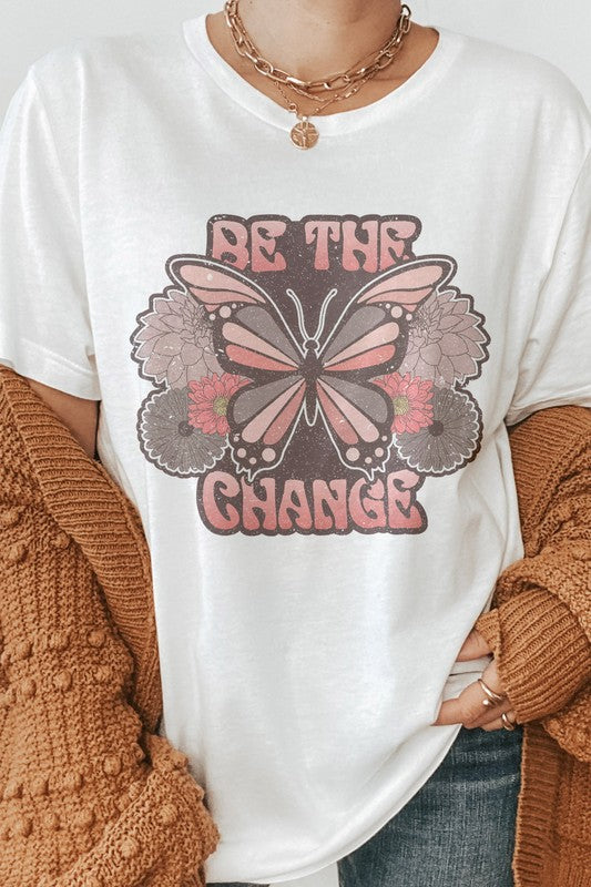 Be The Change Boho Vintage Graphic Tee - MeraKy Vibes