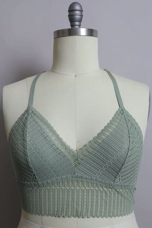 Plus Size Ribbed Lace Boho Racerback Bralette - MeraKy Vibes
