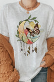 Boho Moon Flowers and Butterfly Graphic Tee - MeraKy Vibes