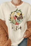 Boho Moon Flowers and Butterfly Graphic Tee - MeraKy Vibes