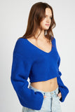 Long Sleeve V Neck Crop Top