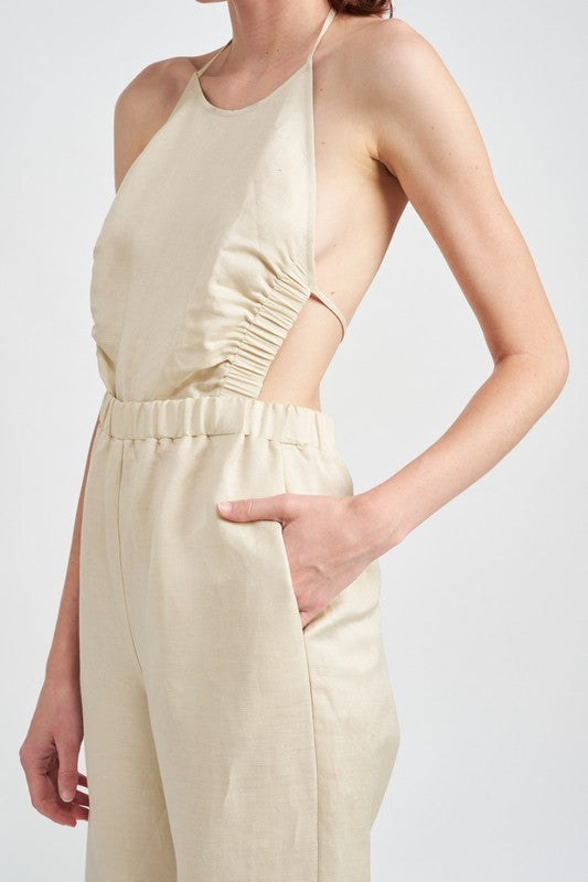 Halter Neck Jumpsuit with Open Back