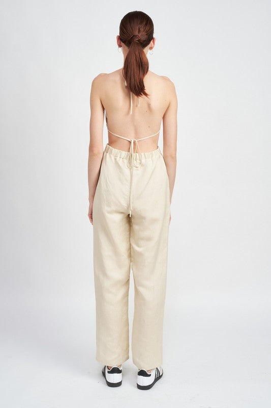 Halter Neck Jumpsuit with Open Back