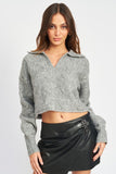 Collared Cableknit Boxy Sweater