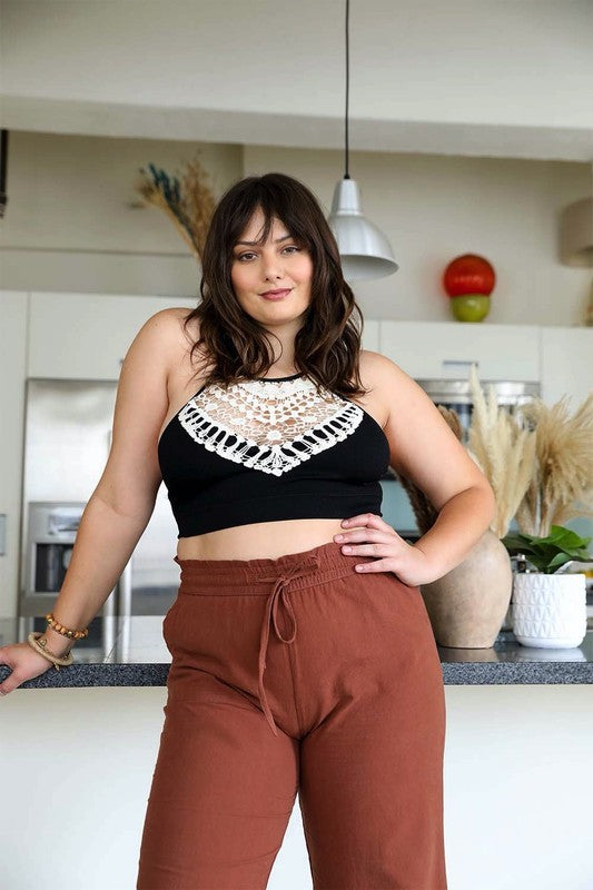 Plus Size Crochet Lace High Neck Bralette - MeraKy Vibes