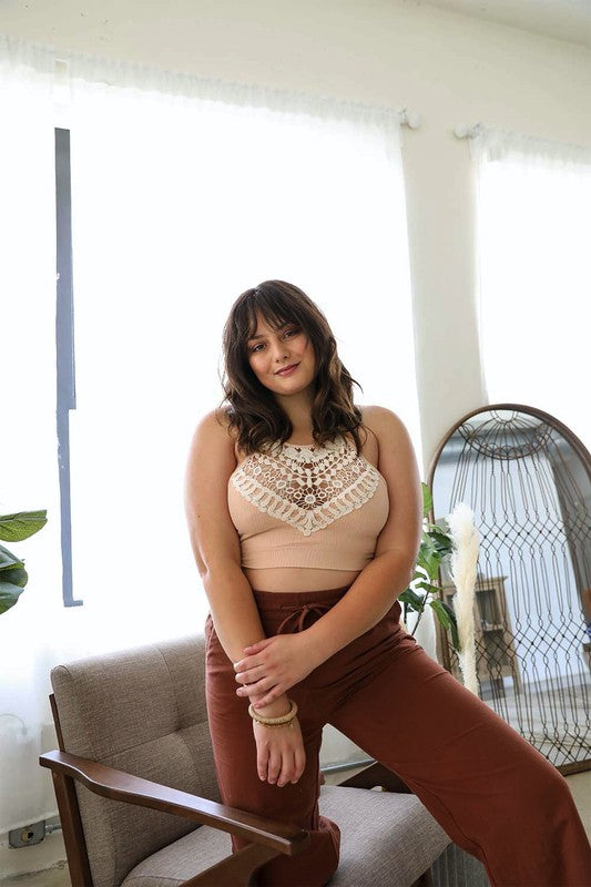 Plus Size Crochet Lace High Neck Bralette - MeraKy Vibes