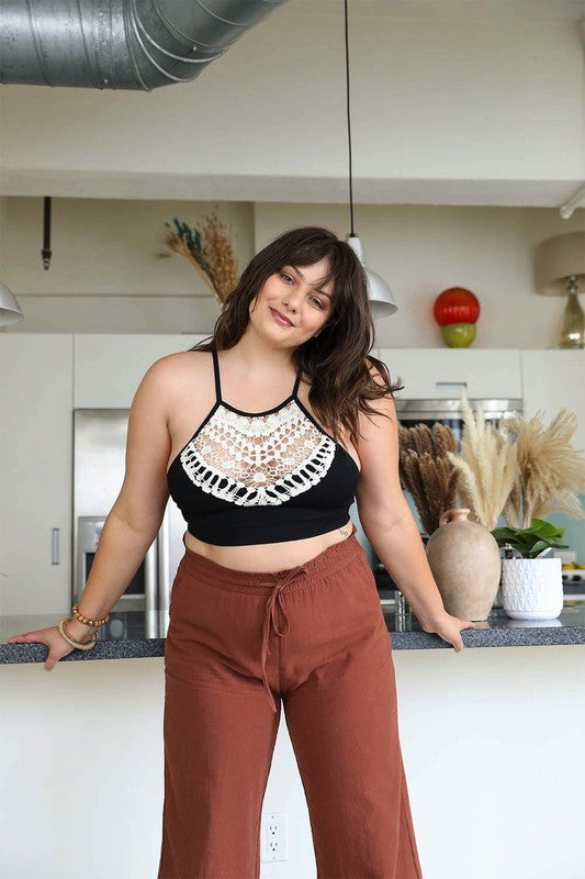 Plus Size Crochet Lace High Neck Bralette - MeraKy Vibes