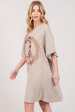 SAGE + FIG Peace Sign Applique Short Sleeve Tee Dress
