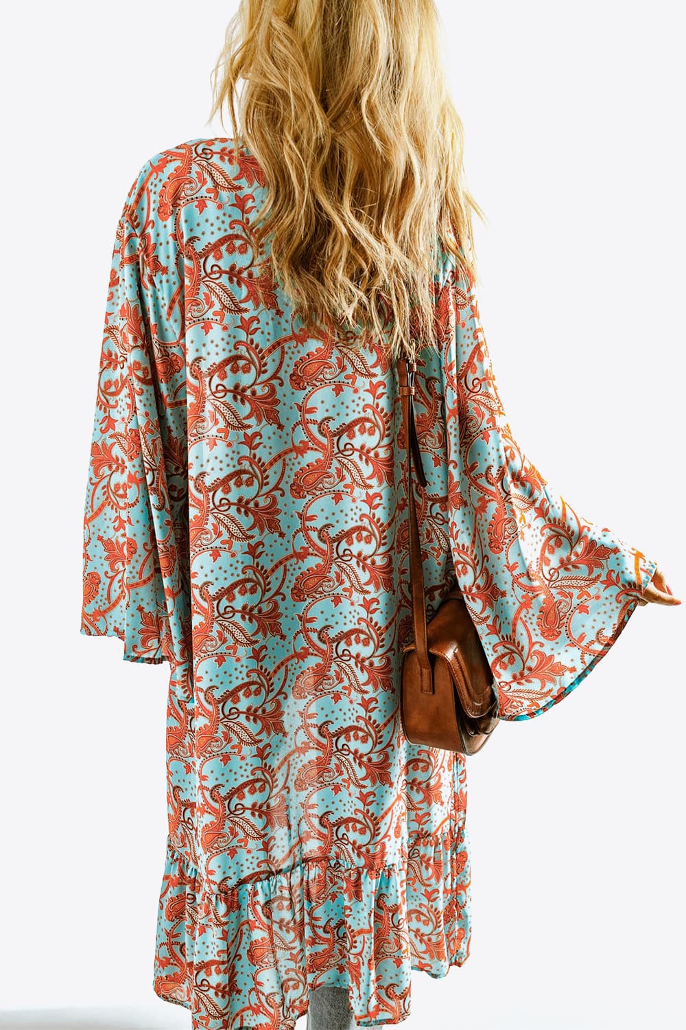 Printed Open Front Duster Cardigan - MeraKy Vibes
