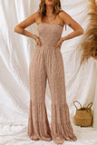 Floral Spaghetti Strap Smocked Wide Leg Jumpsuit - MeraKy Vibes