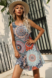 Printed Round Neck Sleeveless Dress with Pockets - MeraKy Vibes