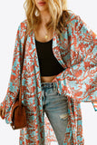 Printed Open Front Duster Cardigan - MeraKy Vibes