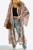Printed Open Front Duster Cardigan - MeraKy Vibes