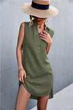 Buttoned Johnny Collar Sleeveless Dress - MeraKy Vibes
