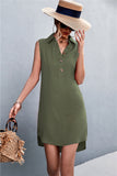 Buttoned Johnny Collar Sleeveless Dress - MeraKy Vibes
